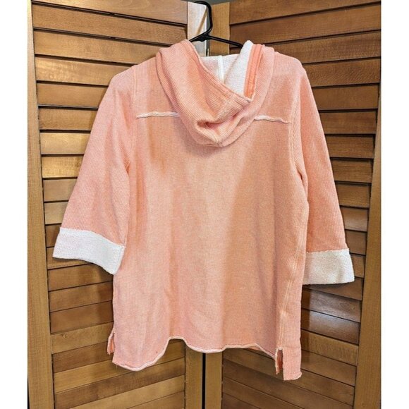 Soft Surroundings Women's Bali Beach Hooded Pull Over Top Large 3/4 sleeve - Picture 3 of 6